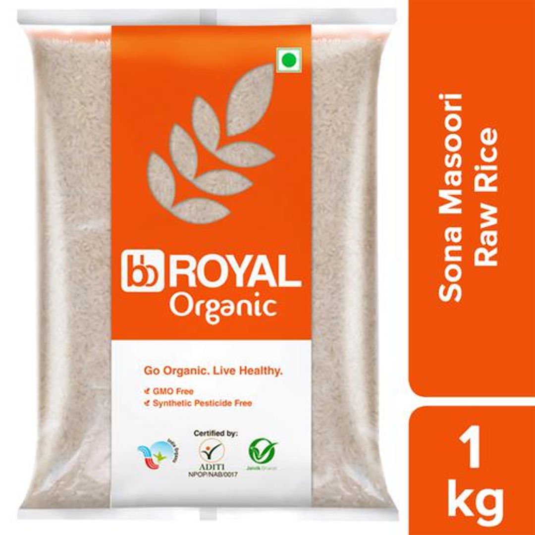BB Royal Organic - Sona Masoori Raw Rice/Akki, 1 kg 