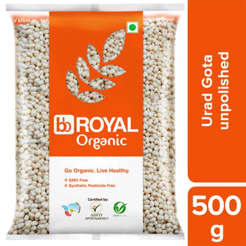 BB Royal Organic - Urad Whole Gota Unpolished, 500 g  GMO Free, Synthetic Pesticide Free