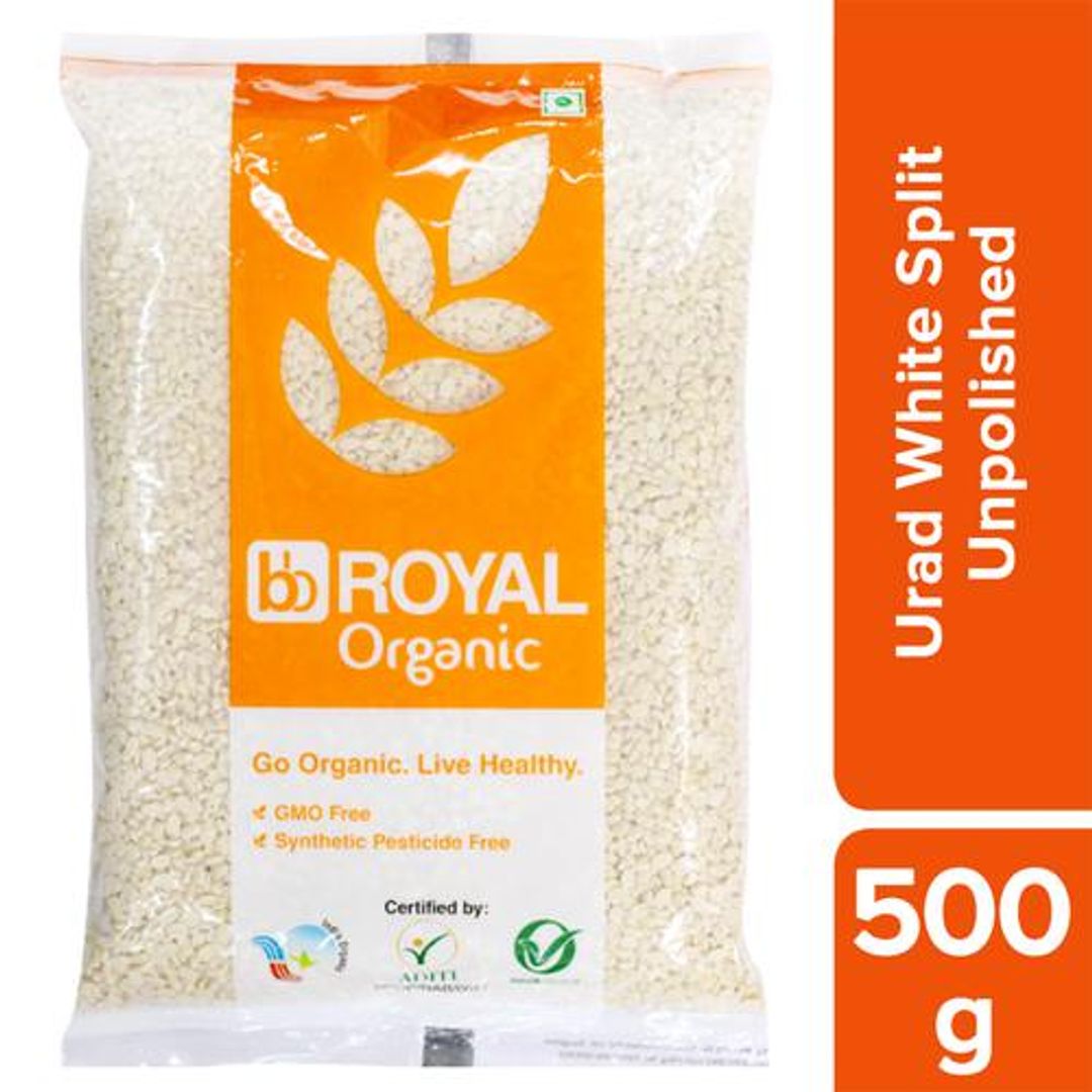 BB Royal Organic - Urad Dal/Uddina Bele, White (Split), Unpolished, 500 g 