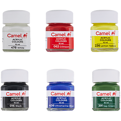 Camel Fabrica Acrylic Colours - Ultra, 6 Shades, 10 ml  