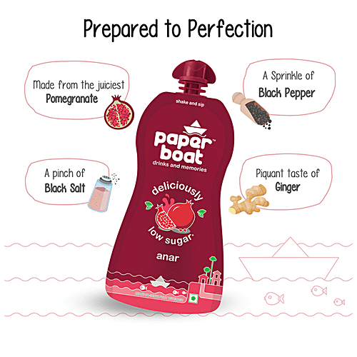 Paper Boat Anar/Pomegranate Juice - Low Sugar, 200 ml  No Added Preservatives, No Added Colours