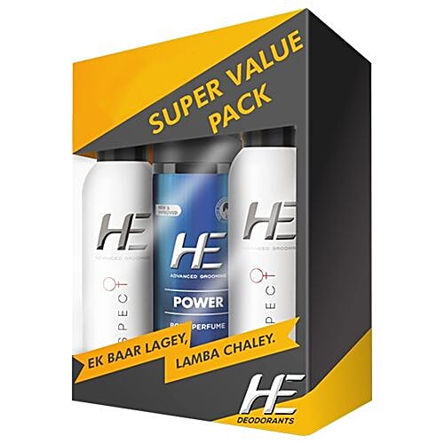 He Deodorant Body Spray - Perfumed, 2+1, 450 ml  Long Lasting Freshness