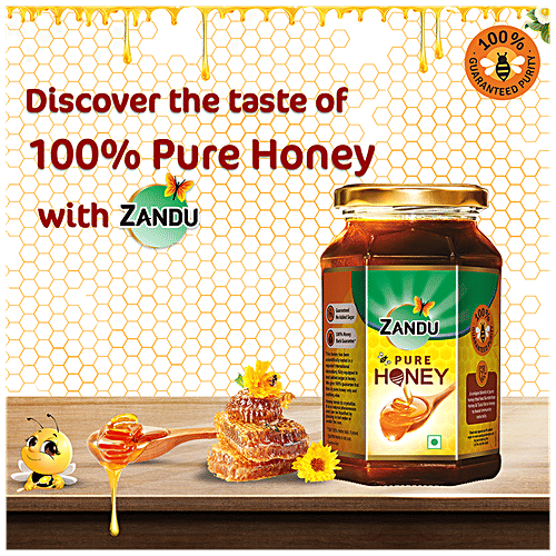 Zandu Pure Honey, No Added Sugar, 500 g  No Added Sugar, Rich in Antioxidants