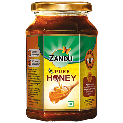 Zandu Pure Honey, No Added Sugar, 500 g  No Added Sugar, Rich in Antioxidants
