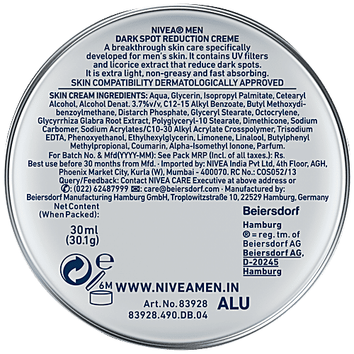 Buy Nivea Men Dark Spot Reduction Creme 30 Gm Online At Best Price of