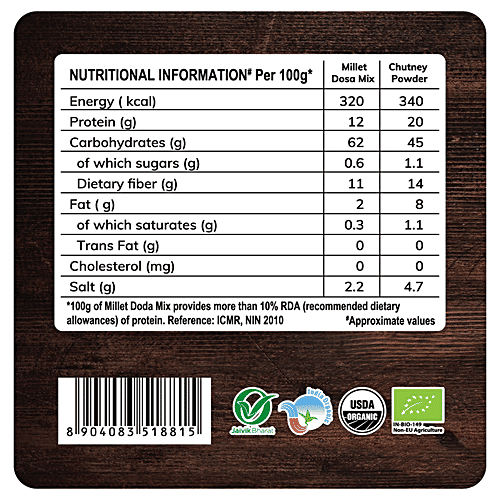 24 Mantra Organic Millet Dosa Mix, 216 g  Rich Source Of Dietary Fibre