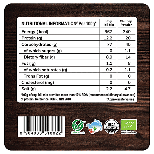 24 Mantra Organic Ragi Idli Mix, 216 g  Source of Protein