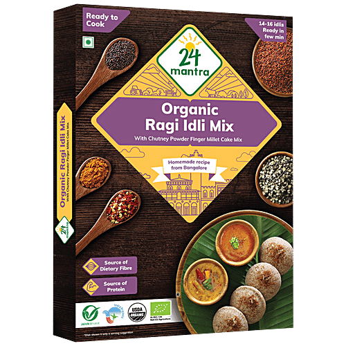 24 Mantra Organic Ragi Idli Mix, 216 g  Source of Protein