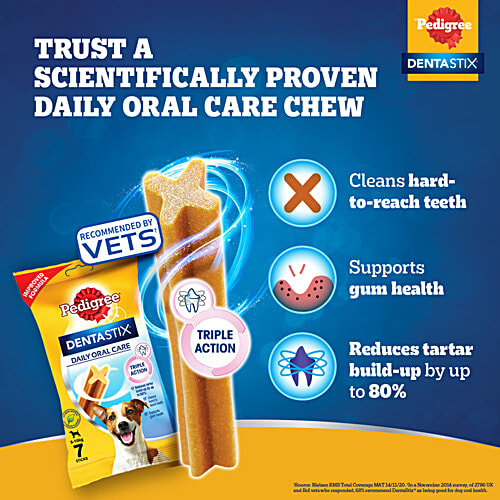 Pedigree Dentastix Dog Treat Daily Oral Care For Adult - Medium, 10-25 kg, Weekly Pack, 180 g (7 Sticks)