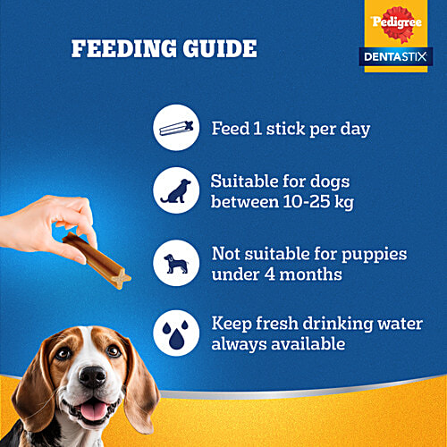 Pedigree Dentastix Dog Treat Daily Oral Care For Adult - Medium, 10-25 kg, Weekly Pack, 180 g (7 Sticks)