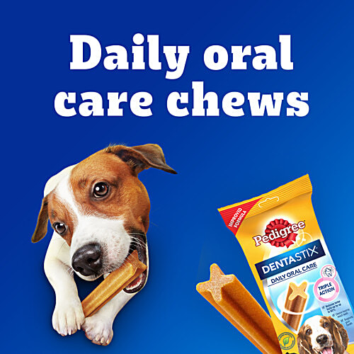 Pedigree Dentastix Dog Treat Oral Care For Adult Medium Breed - 10-25 kg, 720 g (28 Sticks) Monthly Pack, Triple Action, Supports Gum Health