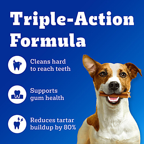 Pedigree Dentastix Dog Treat Oral Care For Adult Medium Breed - 10-25 kg, 720 g (28 Sticks) Monthly Pack, Triple Action, Supports Gum Health