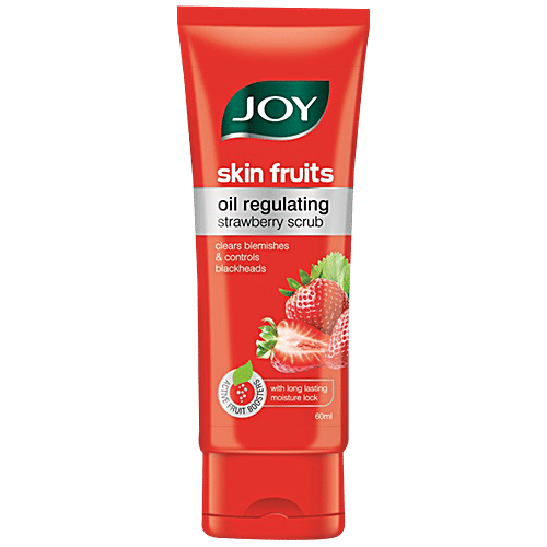 Joy Skin Fruits Oil Regulating Strawberry Scrub - Active Fruit Boosters, Long Lasting Moisture Look, 60 ml Long Lasting Moisture Look