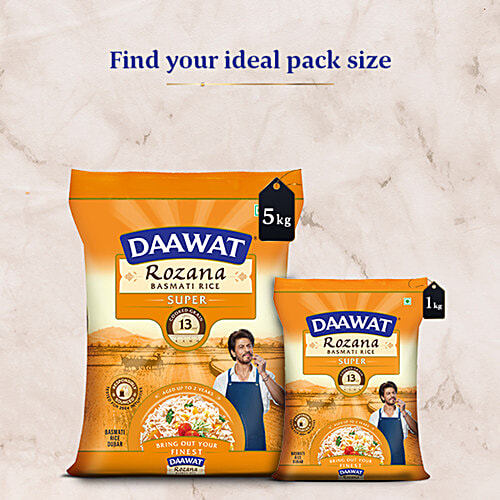 Daawat Basmati Rice/Basmati Tandul - Rozana Super 90, 1 kg Aged up to 2 Years