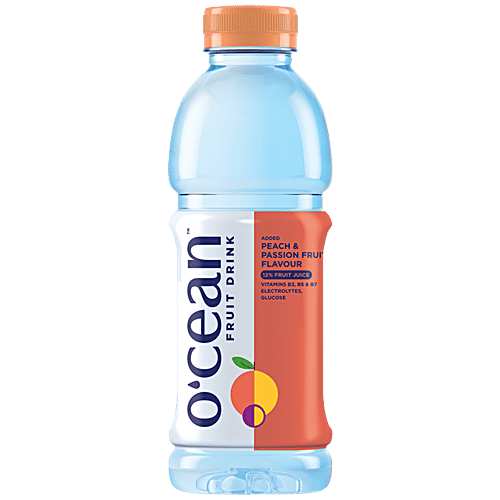 Ocean Peach & Passion Fruit Flavour Fruit Drink, 500 ml  Vitamins B3, B5 & B7 Electrolytes, Glucose