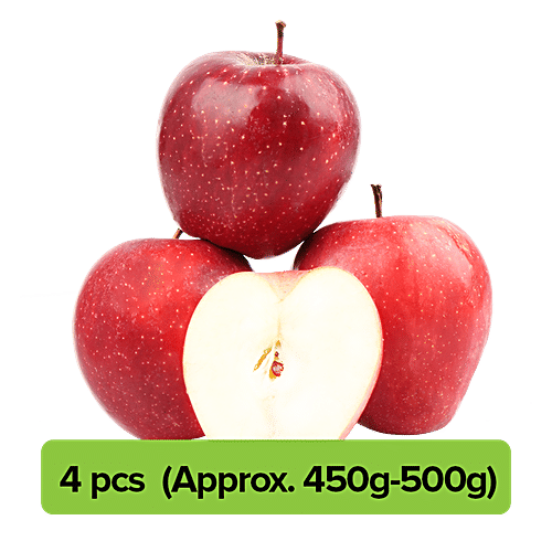 Fresho Apple - Red Delicious, Economy, 4 pcs (Approx. 450g - 500g) 