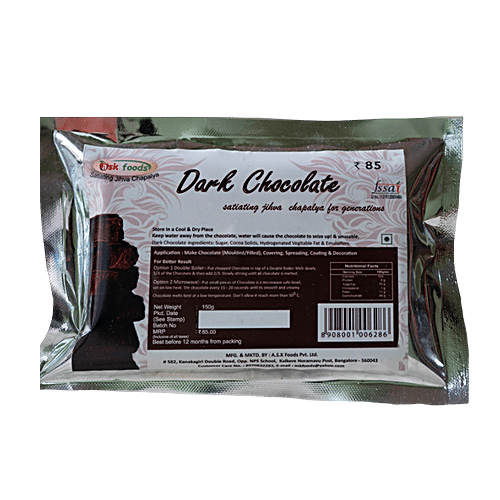 Ask Foods Dark Chocolate, 150 g  Rich Flavour
 Versatile Ingredient