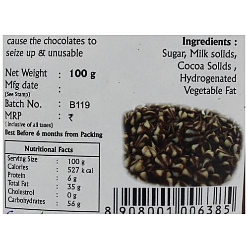 Ask Foods Choco Chips - 50:50, 100 g  
