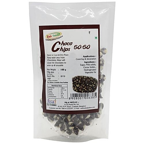 Ask Foods Choco Chips - 50:50, 100 g  
