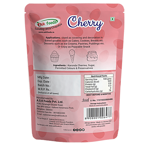 Ask Foods Cherry, 100 g  Zero Cholesterol