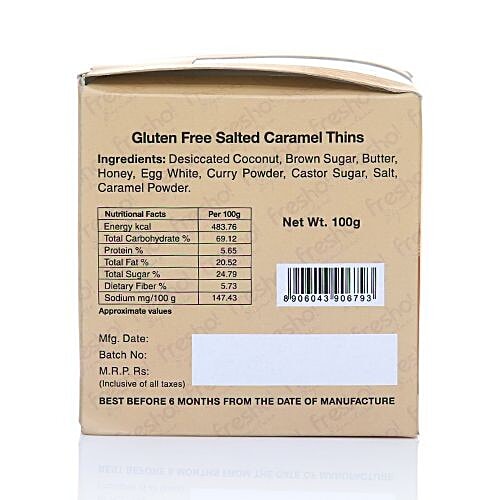 Fresho Signature Thin Cookie - Salted Caramel, Gluten Free, 100 g  
