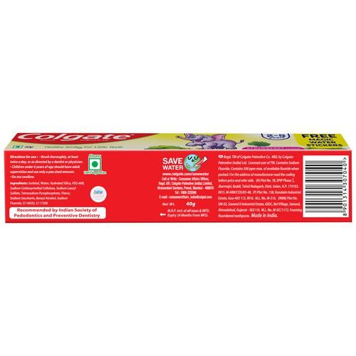 Colgate Kids Toothpaste - 2-5 Years, Strawberry Flavour, 40 g  