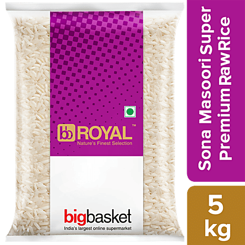 bb Royal Sona Masoori Rice/Akki Raw Rice/Akki - Super Premium, 5 kg (12 + Months Old) 