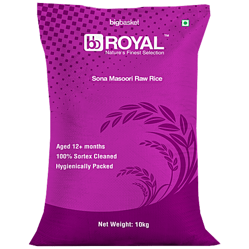 bb Royal Sona Masoori Rice/Akki Raw Rice/Akki - Super Premium, 10 kg (12 + Months Old) 