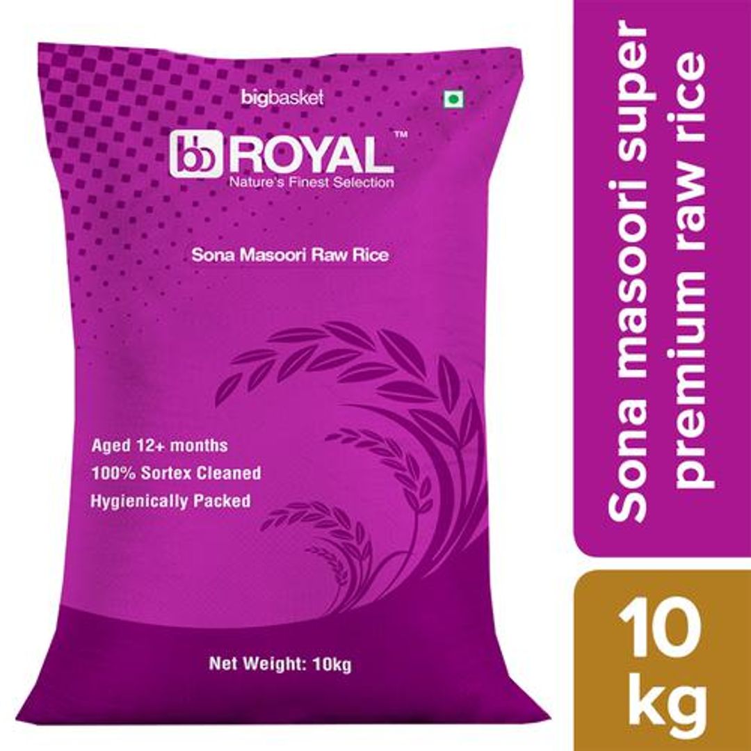 BB Royal Sona Masoori Rice/Akki Raw Rice/Akki - Super Premium, 10 kg (12 + Months Old)