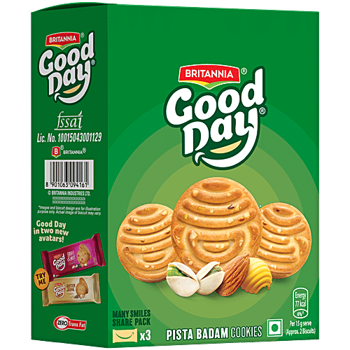 Britannia Good Day Pista Badam Cookies, 250 g  Zero Trans Fat