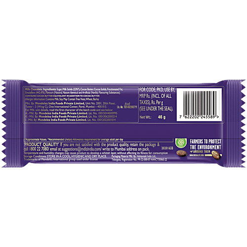 Cadbury Dairy Milk Chocolate Bar, 46 g  Made from Sustainably Sourced Cocoa, Chocolate Gift Pack