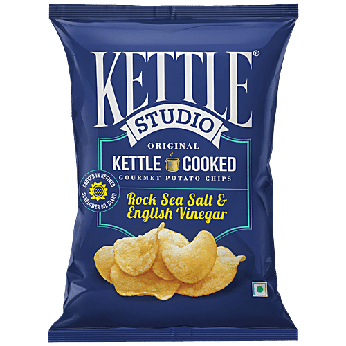 Kettle Studio Potato Chips - Rock Sea Salt & English Vinegar, 56 g  Cooked in Refined Sunflower Oil Blend