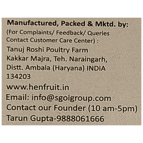 HenFruit 6 Brown Eggs - Indian Breed - No - antibiotics,hormone, steroids - All Natural, 6 pcs  No Synthetic Colour Added