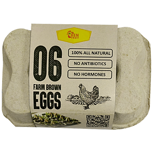 HenFruit 6 Brown Eggs - Indian Breed - No - antibiotics,hormone, steroids - All Natural, 6 pcs  No Synthetic Colour Added