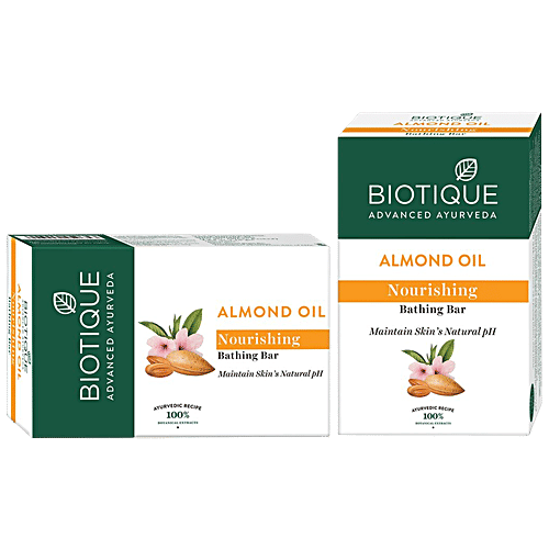 BIOTIQUE Almond Oil Nourishing Bathing Bar, 75 g  Organically Pure & Preservation Free