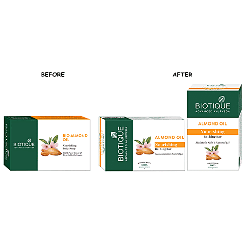 BIOTIQUE Almond Oil Nourishing Bathing Bar, 75 g  Organically Pure & Preservation Free