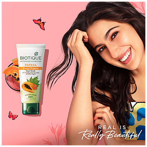 BIOTIQUE Deep Cleanse Face Wash - Papaya, For Visibly Glowing Skin, All Skin Type, 100 ml  100% Botanical Extracts