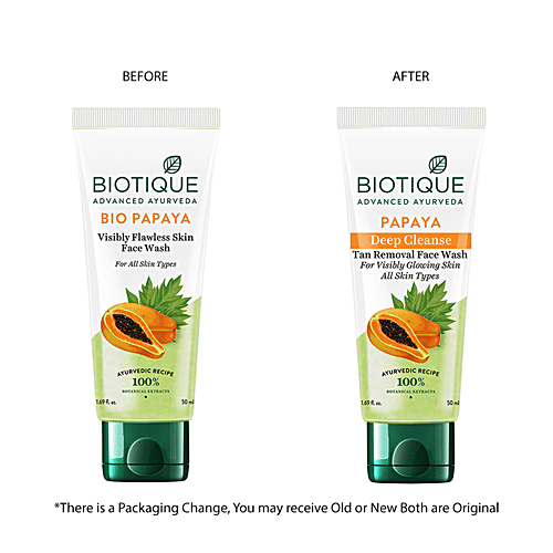 BIOTIQUE Deep Cleanse Face Wash - Papaya, For Visibly Glowing Skin, All Skin Type, 100 ml  100% Botanical Extracts