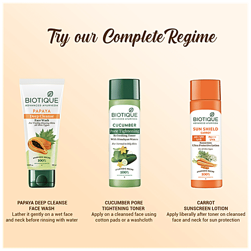 BIOTIQUE Sunscreen Ultra Protective Lotion - Sun Shield, Carrot, 40+ SPF UVB, For Normal To Oil Skin, 120 ml  100% Botanical Extracts