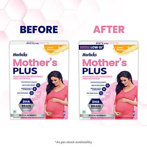 Horlicks Mother's Plus Kesar Flavoured Nutrition For Pregnancy & Lactation, 400 g  Contains Dietary Fibre, 25 Vital Nutrients, No Added Sugar, High Protein