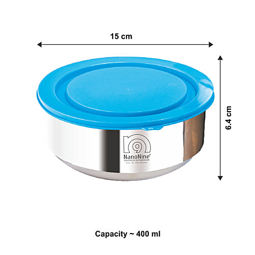 NanoNine Steel Lunch/Tiffin Box Set With Bag - Medium, Tiffany, 450 ml Set of 3 Leakproof