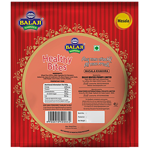 Balaji Khakhra - Masala, 180 g  0 Trans Fat & 0 Cholesterol