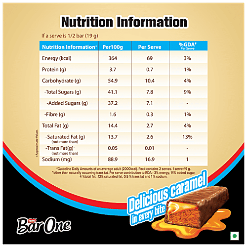 Buy Nestle Chocolate Bar Bar One, Nougat & Caramel Filled Online at
