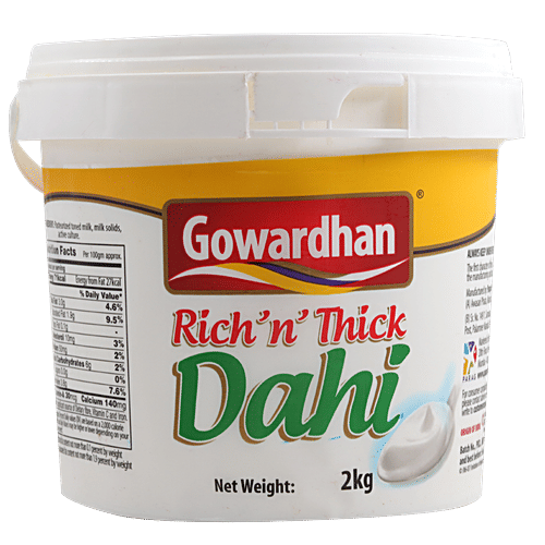 Gowardhan Dahi, 2 kg  High Protein & Calcium, Aids Better Digestion, Zero Added Sugar