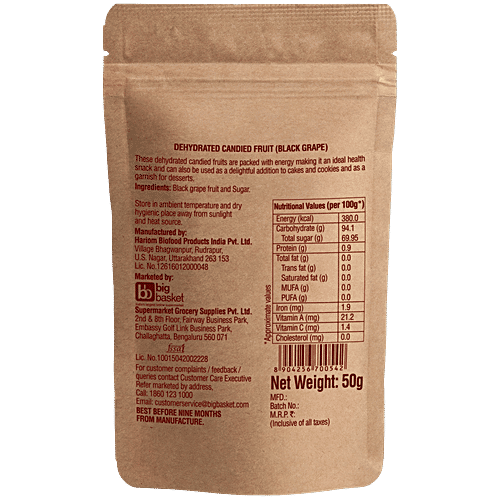 fresho! Signature Black Grape, 50 g Dehydrated Candied Fruit, No Added Preservatives