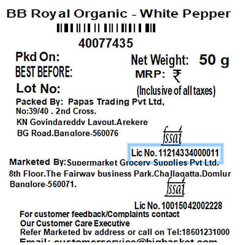 bb Royal Organic - White Pepper, 50 g  