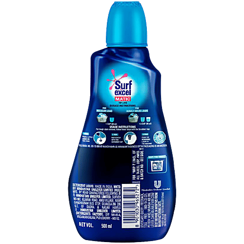 Surf Excel Matic Top Load Liquid Detergent, 500 ml Removes Tough Stains