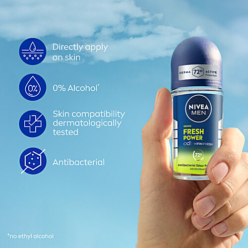 Nivea Deodorant Roll On - Fresh Natural, 50 ml 48h Long lasting Freshness