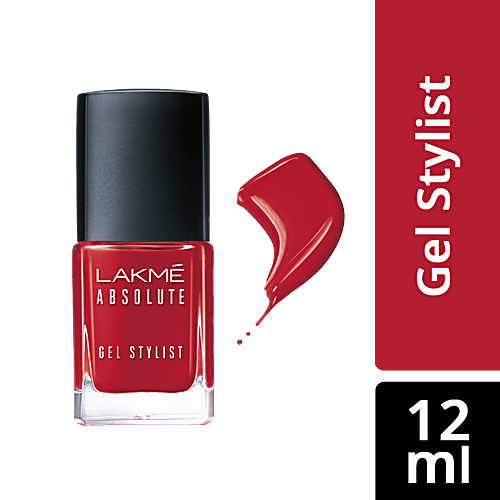 Lakme Absolute Gel Stylist Nail Color, 15 ml Scarlet Red Long-Lasting
