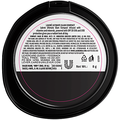 Lakme Ultimate Glam Compact  Skin Lightening Compact Powder with Vitamin B3, 8 g Beige Honey 05 
